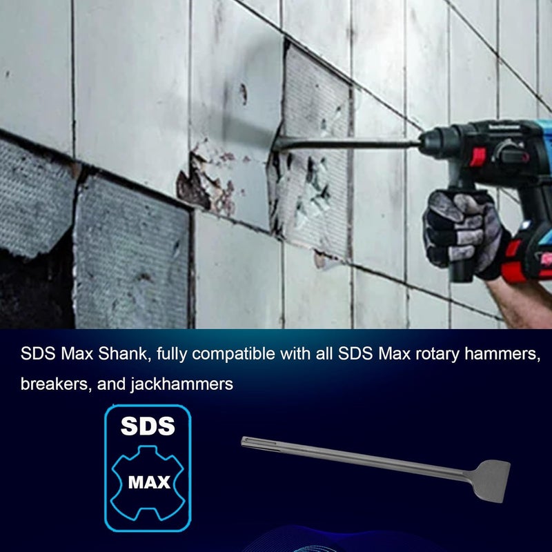 Phyxlyn 16-Inch SDS Max Scaling Chisel (50MM) Width, Ideal for Concrete Demolition, Tile Removal Tool for SDS-Max Hammer Drill Attachment - Image 2